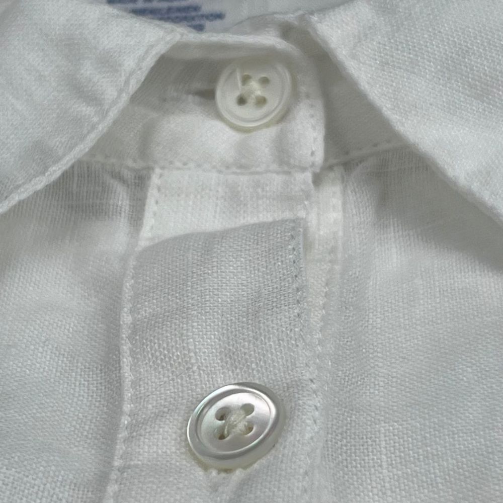 Lands End Blouse Womens 24 White Linen Boho Relaxed Eyelet Lace Scalloped Tunic - Picture 7 of 9